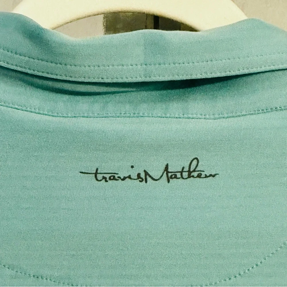 Travis Mathew NWT Galloway National GC Polo Logo Teal Green Gray Stripe XXL